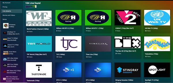 iptv Web player for xtream codes and ui only
